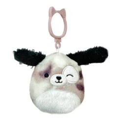 JAZWARES Squishmallow 3.5 Inch Zerdan The Brown Marbled Dog Plush Clip