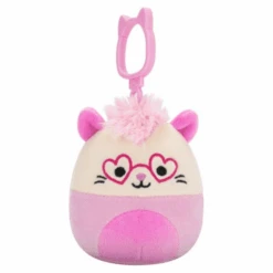 JAZWARES Squishmallow 3.5 Inch Chambless The Pink Opossum Valentine Plush Clip