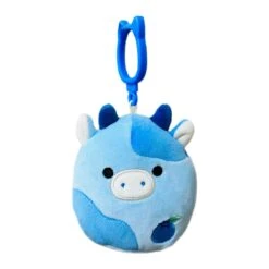 JAZWARES Squishmallow 3.5 Inch Rutanya The Blueberry Cow Plush Clip