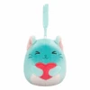 JAZWARES Squishmallow 3.5 Inch Sigrid The Cat With Heart Valentine Plush Clip