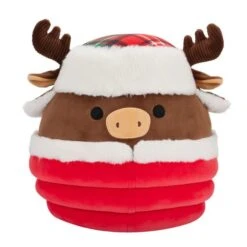 JAZWARES Squishmallow 12 Inch Maurice The Moose With Red Puffer Jacket Christmas Plush Toy