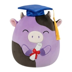 JAZWARES Squishmallow 8 Inch Alexie The Cow With Graduation Cap Plush Toy