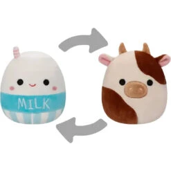 JAZWARES Squishmallow 5 Inch Melly The Milk And Ronnie The Cow Flip A Mallow Plush Toy