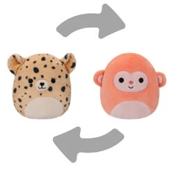 JAZWARES Squishmallow 5 Inch Lexie The Cheetah And Elton The Monkey Flip A Mallow Plush Toy