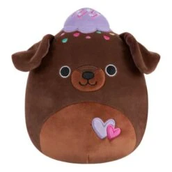 JAZWARES Squishmallow 5 Inch Rico The Brownie Chocolate Lab With Hearts Valentine Plush Toy