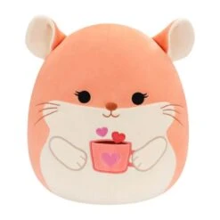 JAZWARES Squishmallow 5 Inch Erica The Chinchilla With Heart Mug Valentine Plush Toy